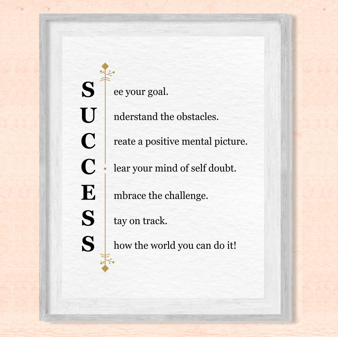 "Success -See Your Goal"-Motivational Quotes Wall Art Sign -11 x 14" Modern Typographic Picture Print -Ready to Frame. Inspirational Home-Office-Classroom-Work Decor. Great Gift of Motivation!