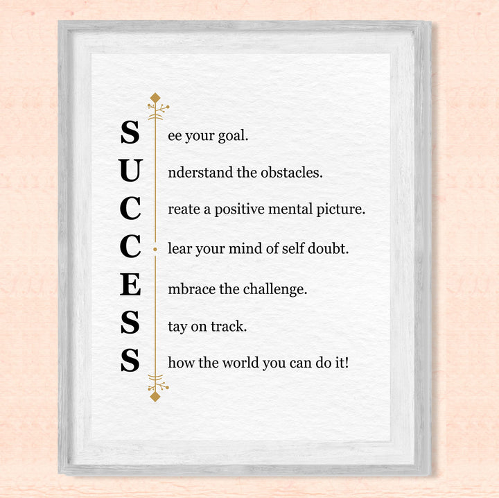 "Success -See Your Goal"-Motivational Quotes Wall Art Sign -11 x 14" Modern Typographic Picture Print -Ready to Frame. Inspirational Home-Office-Classroom-Work Decor. Great Gift of Motivation!
