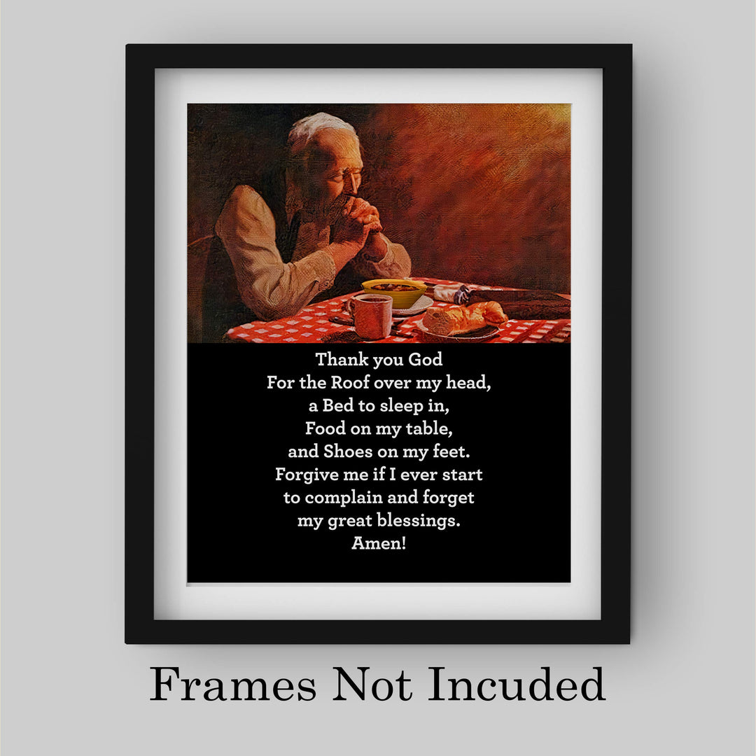 Thank You God for the Roof Over My Head Christian Prayer Wall Art -8 x 10" Inspirational Poster Print-Ready to Frame. Religious Home-Office-Studio-Church Decor. Great Motivational Gift of Faith!