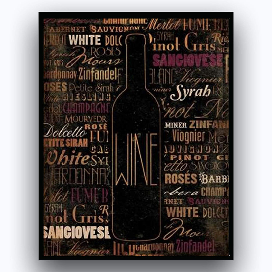 Wine &amp; Vino Bottle Pairing with Variety Names (2)- 8 x 10"s Wall Art Prints- Ready to Frame. Home D?cor, Wine Decor &amp; Kitchen Wall Decor. Perfect For Wine Lovers &amp; Upscale Bars. Show Your Taste!