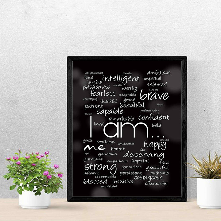 I Am Me- Inspirational Wall Art Sign -11 x 14" Modern Typographic Word Art Print-Ready to Frame. Ideal for Home-Office-Studio-School Decor. Perfect Gift to Inspire Self-Esteem. Great for Teens!