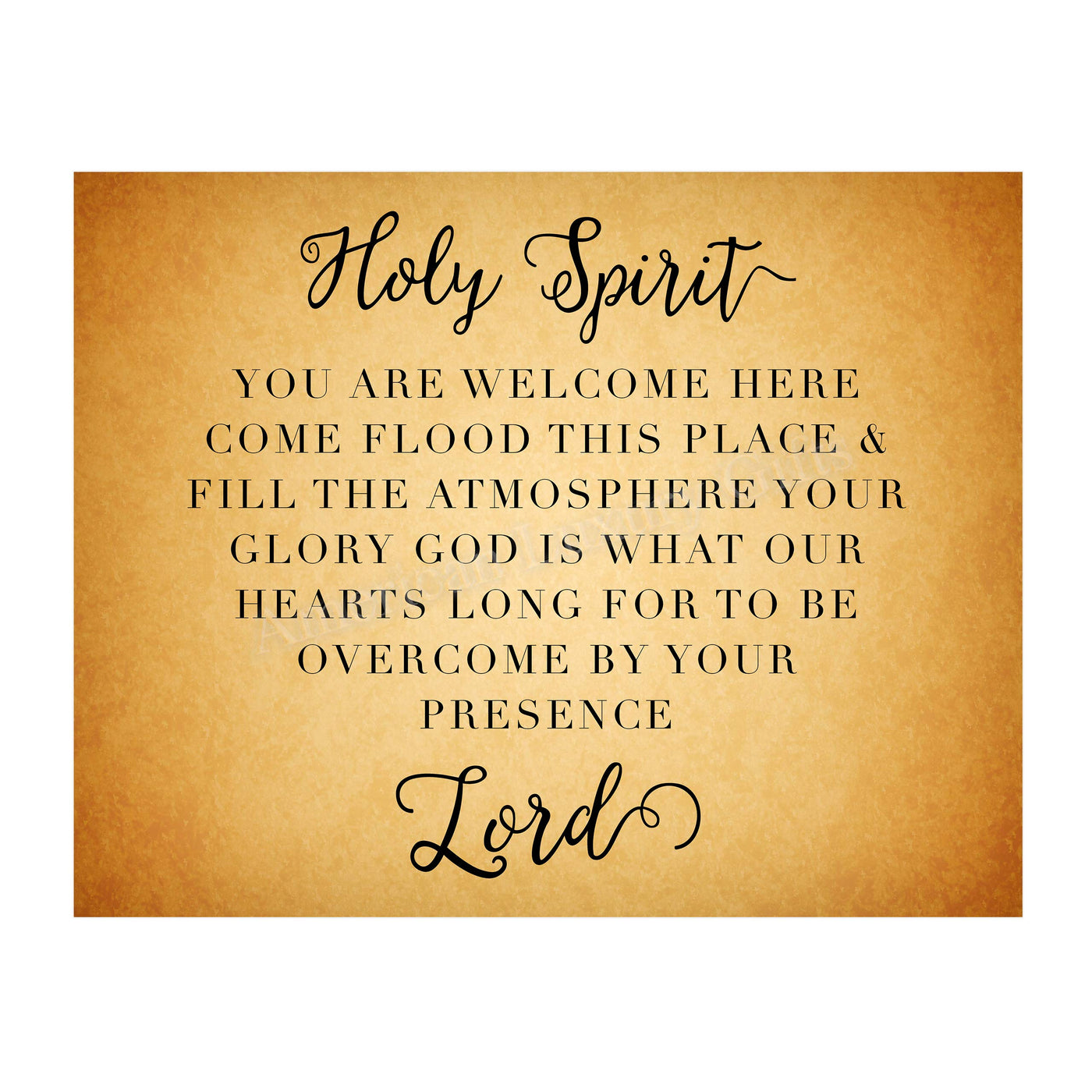 Holy Spirit-You Are Welcome Here Song Lyrics Wall Art-14 x 11" Christian Worship Music Print-Ready to Frame. Inspirational Home-Office-Studio-Dorm Decor. Perfect Farmhouse-Welcome Sign! Great Gift!