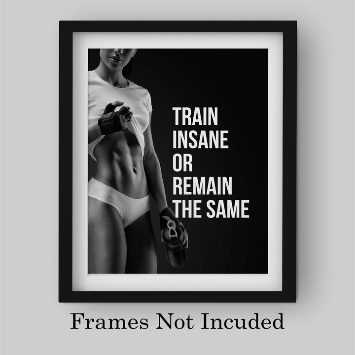 Train Insane or Remain the Same-Motivational Exercise Wall Decor -8 x 10" Typographic Fitness Wall Art Print- Ready to Frame. Inspirational Home-Office-Gym-Studio Decor. Great Gift of Motivation!