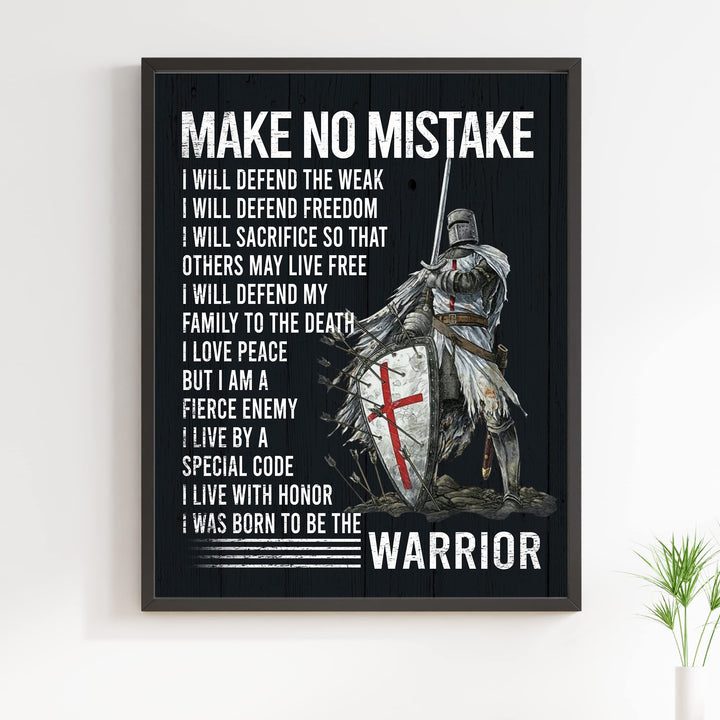 I Will Defend -Born To Be The Warrior Inspirational Quotes Wall Art -11 x 14" Fierce Motivational Warrior Wall Print -Ready to Frame. Home-Office-Church Decor. Perfect Gift of Faith &amp; Inspiration!