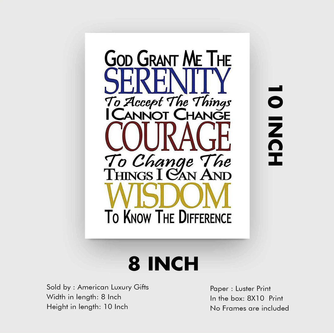 SERENITY PRAYER (M)- 8 x 10"- Art Poster Print- Scripture Wall Art- Modern Typographic Design-Ready to Frame. Home- Church- Office D?cor- Christian Gifts. Inspiring &amp; Encouraging Verse for All.
