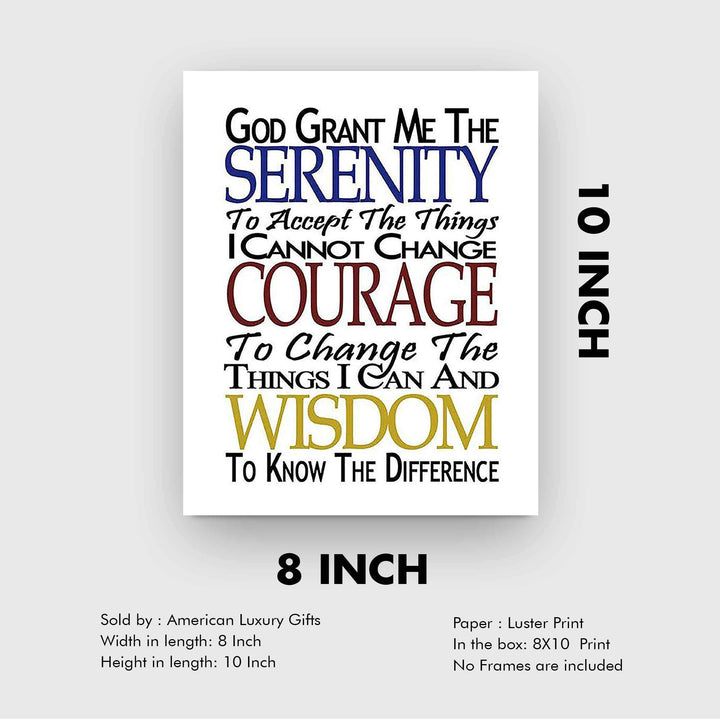 SERENITY PRAYER (M)- 8 x 10"- Art Poster Print- Scripture Wall Art- Modern Typographic Design-Ready to Frame. Home- Church- Office D?cor- Christian Gifts. Inspiring &amp; Encouraging Verse for All.