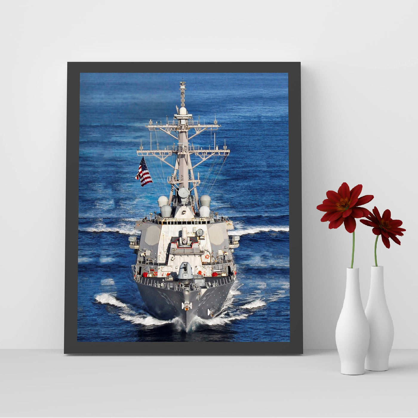 Arleigh Burke Class Destroyer - Naval Ship Wall Art - 8 x 10" Blue US Navy Ship Picture Print -Ready To Frame. American Military Decor Poster Print for Home-Office-Garage-Bar-Man Cave Decor.