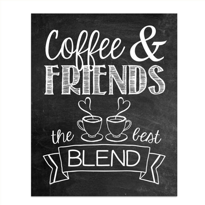 Coffee &amp; Friends- The Best Blend- Coffee Sign- Chalkboard Replica Print- 8 x 10" Wall Art- Ready to Frame. Home D?cor, Coffee Bar Decor &amp; Kitchen Wall Decor. Perfect Gift for Coffee Lovers &amp; Friends