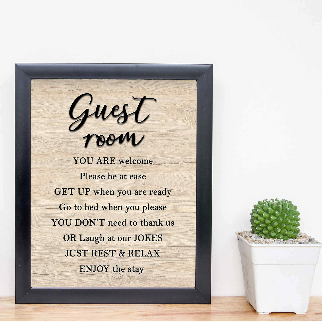 Guest Room-Enjoy The Stay- Welcome Sign Wall Art -8 x 10" Country Rustic Print with Replica Wood Design-Ready to Frame. Home-Guest Room-B&amp;B-Cabin-Lake House-Beach Decor. Printed on Paper-Not Wood.