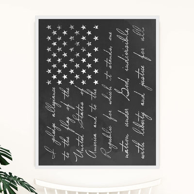 I Pledge Allegiance to the Flag Patriotic Wall Art Decor -11 x 14" Rustic American Flag Print -Ready to Frame. Inspirational Home-Office-School-Man Cave-Military Decor. Display Your Patriotism!