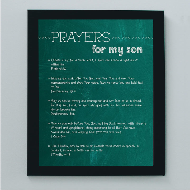 Prayers for My Son Bible Verse Wall Art -8 x 10" Christian Scripture Print-Ready to Frame. Inspirational Religious Decoration for Home-Family-Boys Bedroom-Nursery Decor. Perfect Baby Shower Gift!