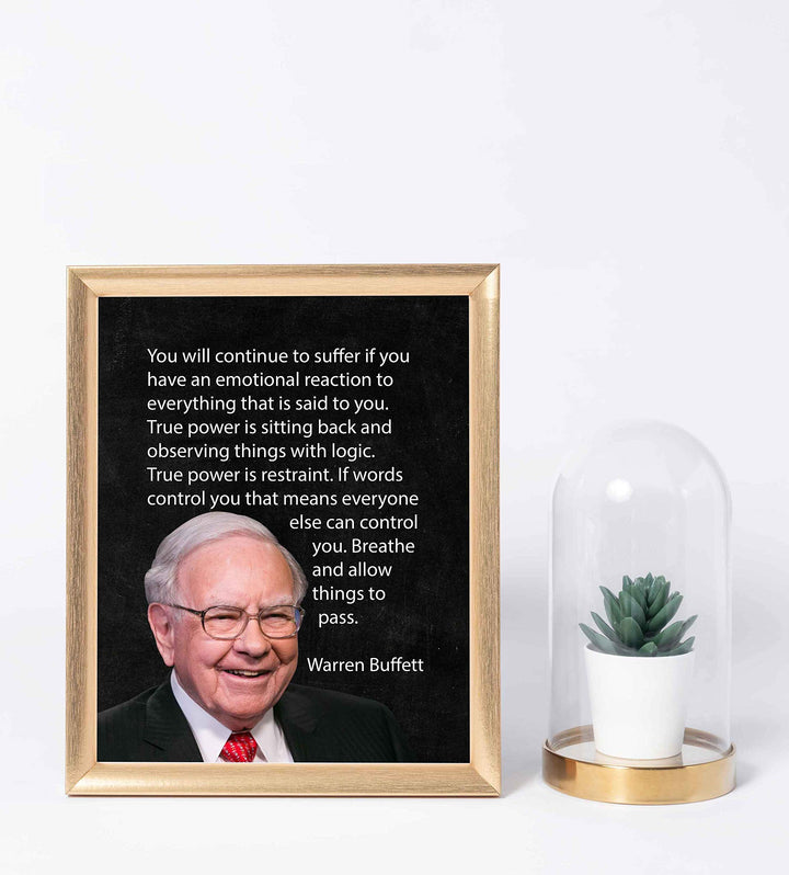 Warren Buffett Quotes-"True Power Is Observing Things With Logic"- 8 x 10" Motivational Wall Art Print-Ready to Frame. Vintage Home-Office-Classroom D?cor. Perfect Gift to inspire Self-Improvement.