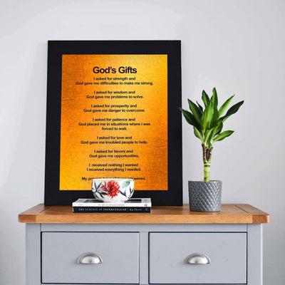 God's Gifts-Prayers Have All Been Answered-Spiritual Wall Art-8 x 10" Vintage Religious Poster Print-Ready to Frame. Inspirational Home-Office-Church D?cor. Great Christian Reminder of God's Grace!