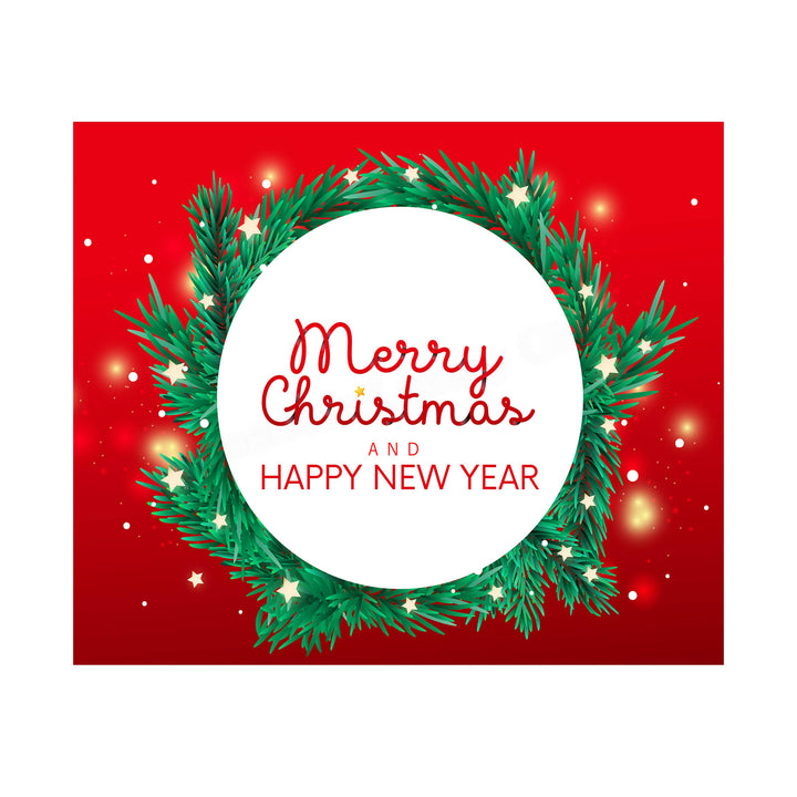 Merry Christmas &amp; A Happy New Year Holiday Decor Wall Art -10 x 8" Modern Christmas Wreath Art Print-Ready to Frame. Festive Home-Kitchen-Farmhouse Decor. Perfect Welcome Sign-Winter Decoration!