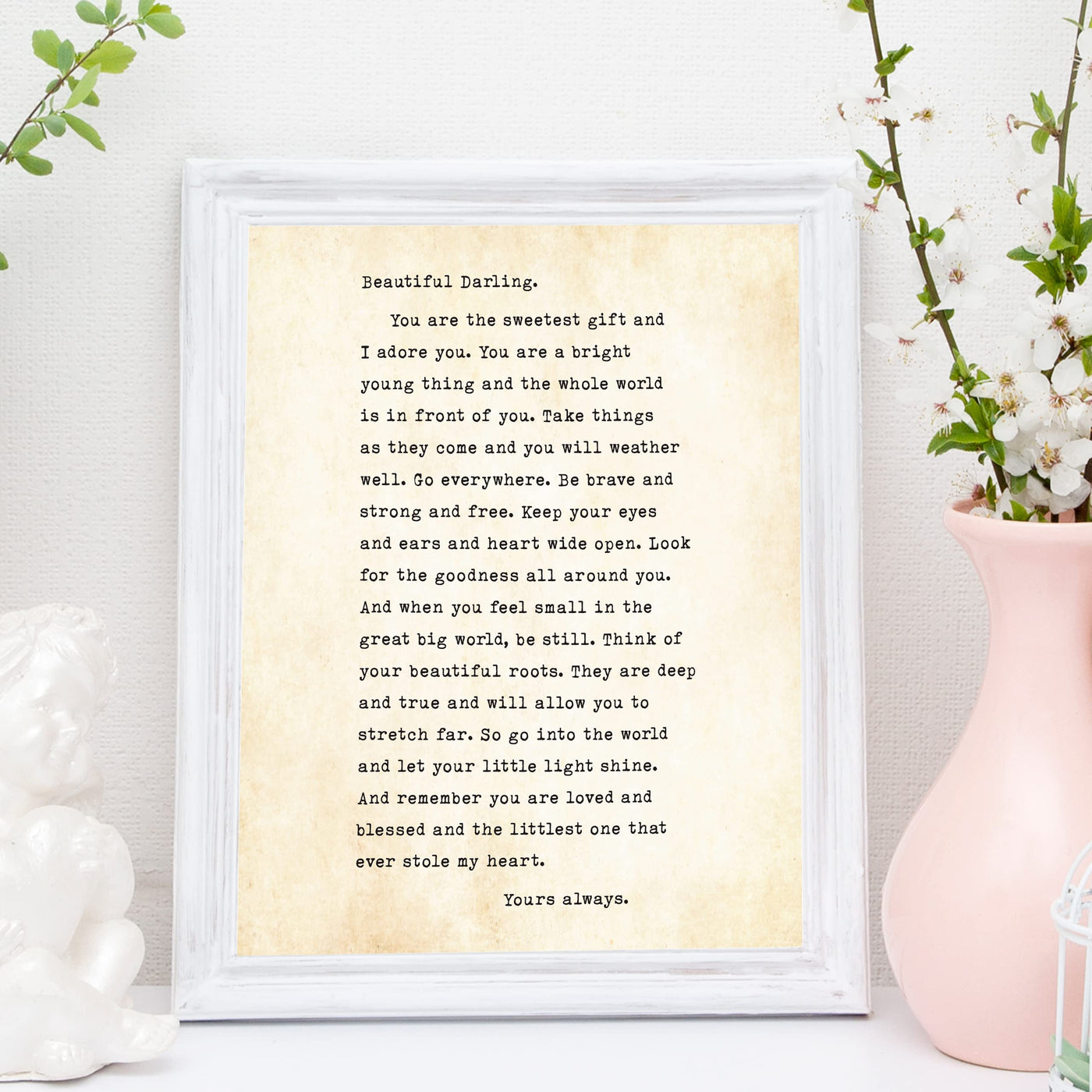 Beautiful Darling-Love Letter Wall Art Sign-11 x 14" Inspirational Poster Print-Ready to Frame. Home-Bedroom-Dorm Decor. Heartfelt Keepsake Gift for Daughters On Special Occasions. Room to Sign!