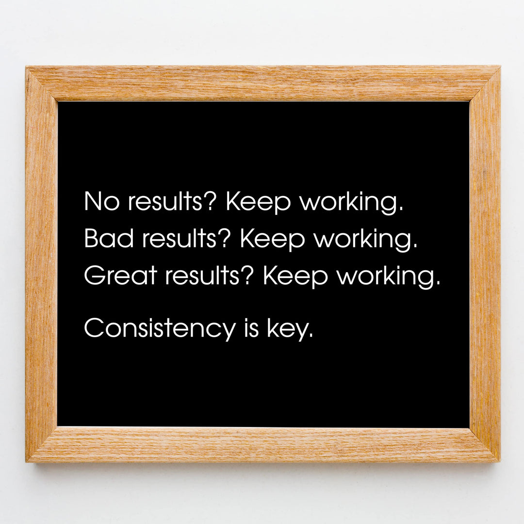 Consistency Is Key Motivational Wall Art Decor -10 x 8" Inspirational Art Print -Ready to Frame. Modern Typographic Design. Perfect Home-Office-Desk-Gym-Success Decor! Great Gift of Motivation!