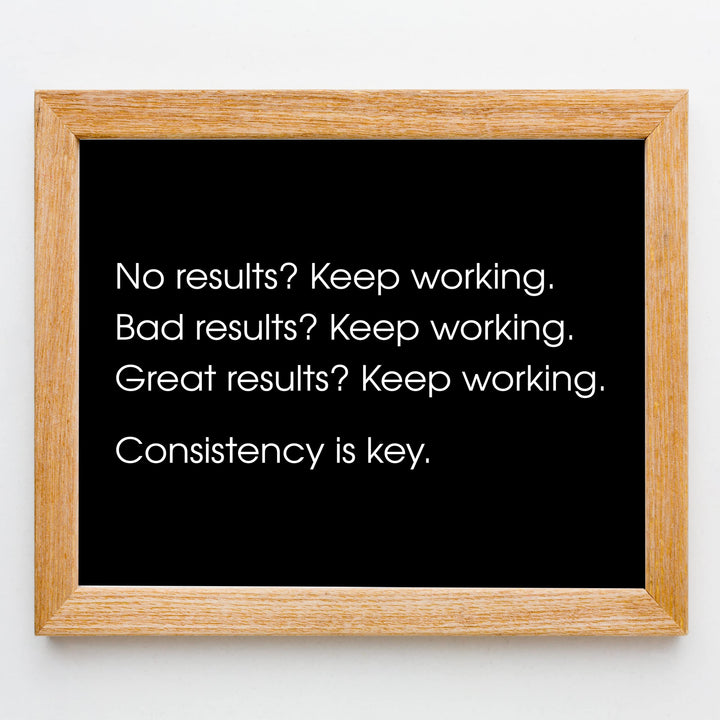Consistency Is Key Motivational Wall Art Decor -10 x 8" Inspirational Art Print -Ready to Frame. Modern Typographic Design. Perfect Home-Office-Desk-Gym-Success Decor! Great Gift of Motivation!
