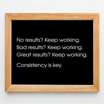 Consistency Is Key Motivational Wall Art Decor -10 x 8" Inspirational Art Print -Ready to Frame. Modern Typographic Design. Perfect Home-Office-Desk-Gym-Success Decor! Great Gift of Motivation!