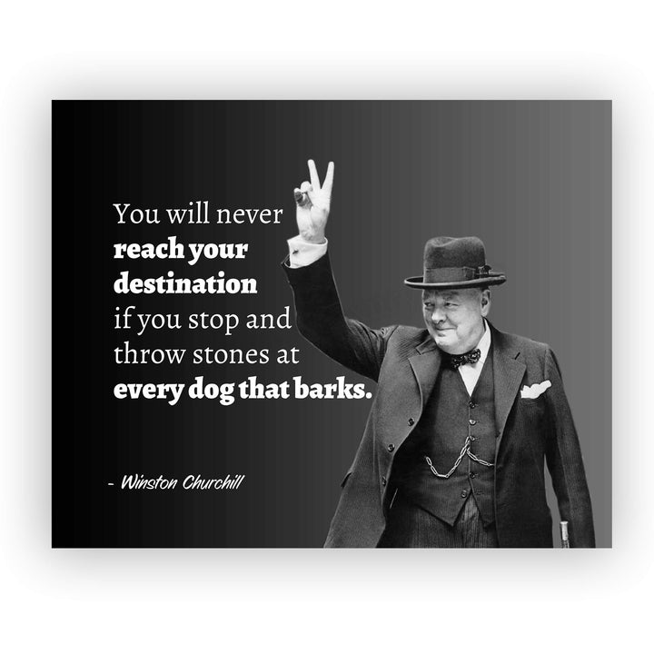 Winston Churchill Quotes- Wall Art-"You Will Never Reach Your Destination"- 10 x 8" Wall Print- Ready to Frame. Retro Home-Office-Library D?cor. Perfect Gift for Motivation &amp; Inspiration.