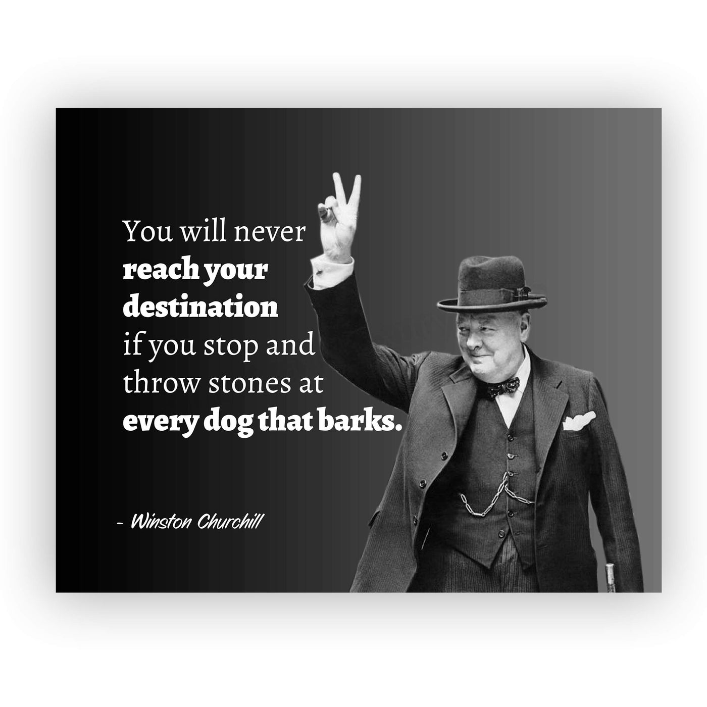 Winston Churchill Quote Never Never Never Give Up Motivational Art  Unframed Poster Or Print