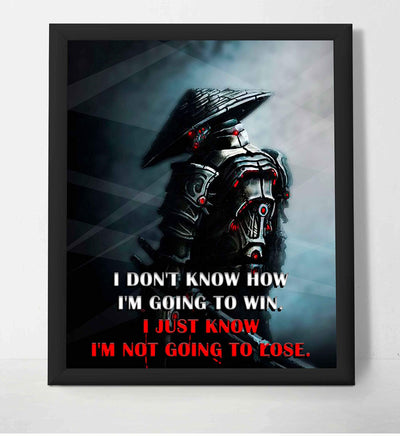 Not Going to Lose- Motivational Quotes Wall Art Sign- 8 x 10" -Fierce Inspirational Poster Print w/Warrior Image-Ready to Frame. Perfect Home-Gym-Office-Game Room-Cave Decor. Great Gift for Gamers!