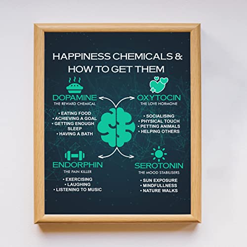 "Happiness Chemicals &amp; How to Get Them"-Counseling Wall Sign -11 x 14"