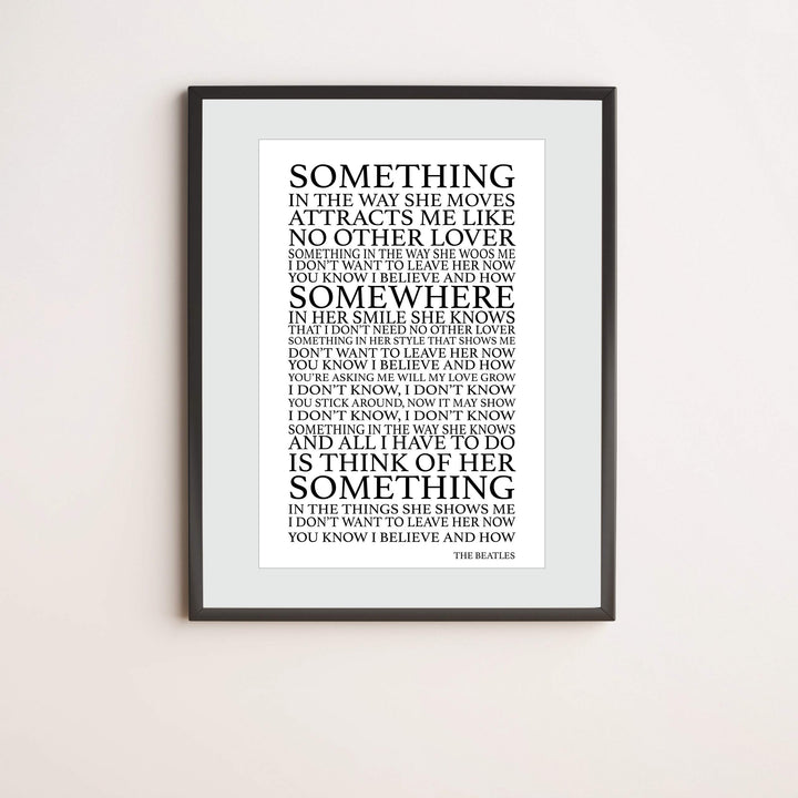 The Beatles Song Lyrics Wall Art-"Something In The Way She Moves" 11 x 14" Art Matted Print-Ready to Frame. Retro Home-Office-Cave D?cor. Perfect Love Song Gift for Beatles Fans &amp; Inspiration.