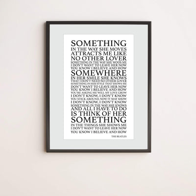 The Beatles Song Lyrics Wall Art-"Something In The Way She Moves" 11 x 14" Art Matted Print-Ready to Frame. Retro Home-Office-Cave D?cor. Perfect Love Song Gift for Beatles Fans & Inspiration.