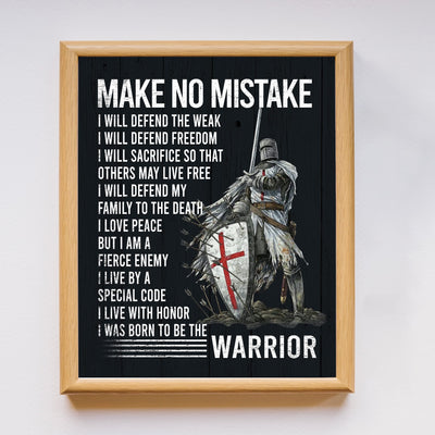 I Will Defend -Born To Be The Warrior Inspirational Quotes Wall Art -11 x 14" Fierce Motivational Warrior Wall Print -Ready to Frame. Home-Office-Church Decor. Perfect Gift of Faith & Inspiration!