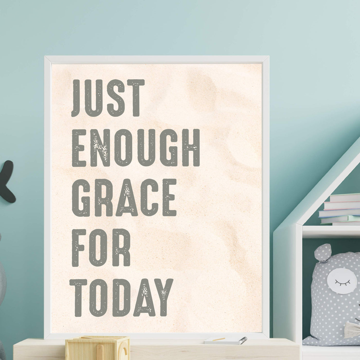 Just Enough Grace for Today Inspirational Quotes Wall Art-11 x 14" Christian Poster Print-Ready to Frame. Modern Typographic Design. Motivational Decor for Home-Office-Farmhouse-Church. Great Gift!