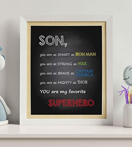 "Son-You Are My Favorite Superhero" Inspirational Wall Art Sign -8 x 10"