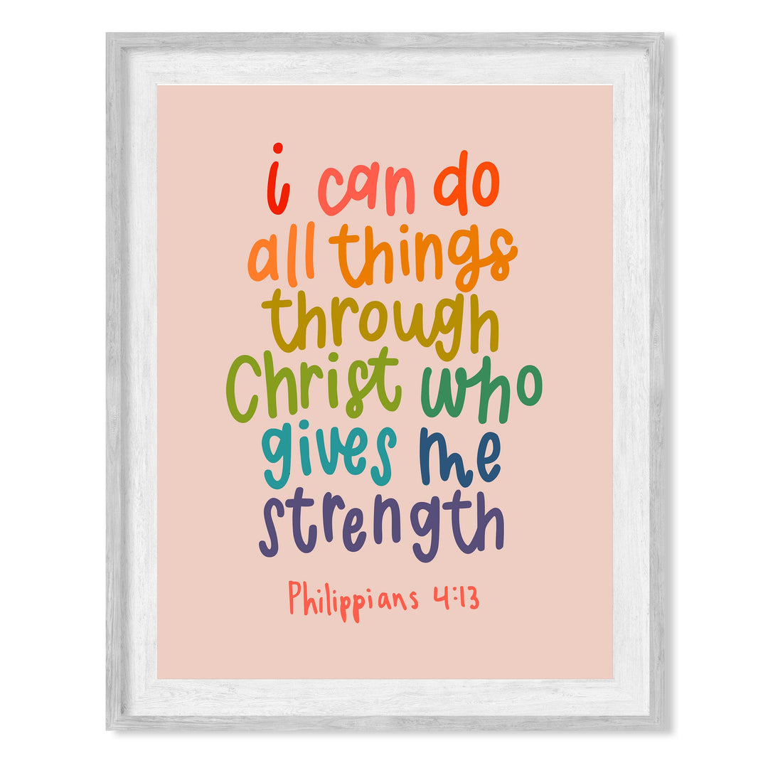 I Can Do All Things Through Christ Who Gives Me Strength-Bible Verse Wall Art -8 x 10" Scripture Poster Print -Ready to Frame. Home-Office-Church-School Decor &amp; Christian Gifts! Philippians 4:13.