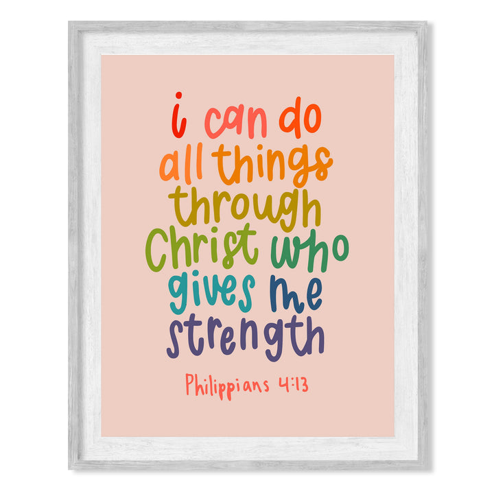 I Can Do All Things Through Christ Who Gives Me Strength-Bible Verse Wall Art -8 x 10" Scripture Poster Print -Ready to Frame. Home-Office-Church-School Decor &amp; Christian Gifts! Philippians 4:13.