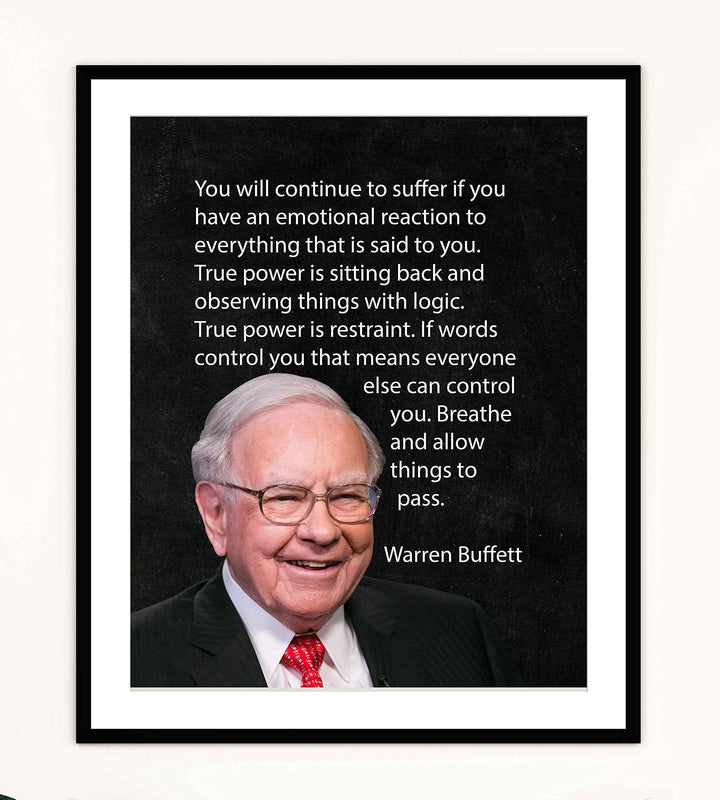 Warren Buffett Quotes-"True Power Is Observing Things With Logic"- 8 x 10" Motivational Wall Art Print-Ready to Frame. Vintage Home-Office-Classroom D?cor. Perfect Gift to inspire Self-Improvement.