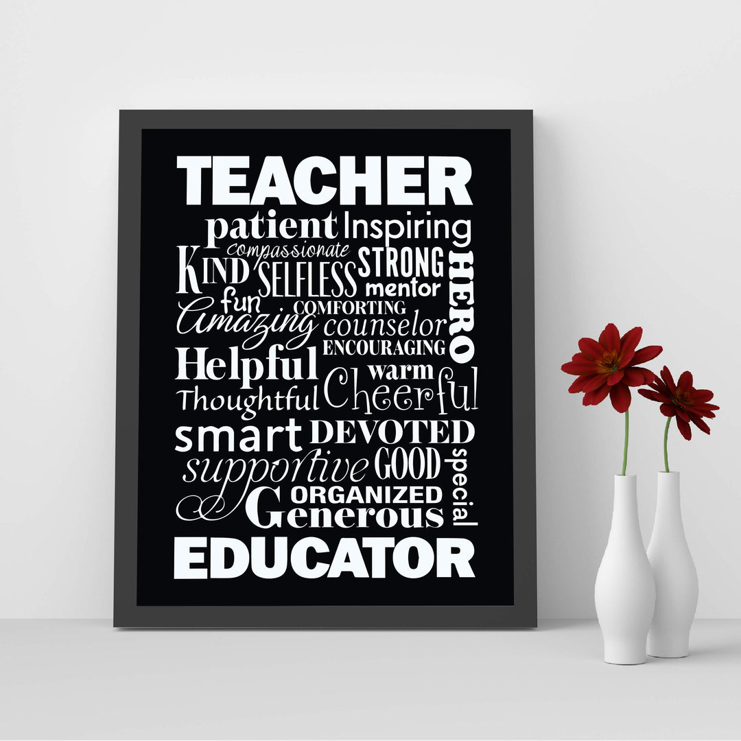 The Perfect Teacher-Educator Inspirational Wall Print- 8 x 10" Beautifully Designed Modern Typographic Word Art-Ready to Frame. Motivational Home-Office-Classroom Decor. Great Gift of Appreciation!