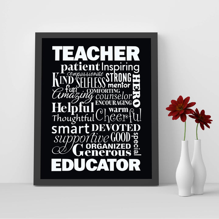The Perfect Teacher-Educator Inspirational Wall Print- 8 x 10" Beautifully Designed Modern Typographic Word Art-Ready to Frame. Motivational Home-Office-Classroom Decor. Great Gift of Appreciation!