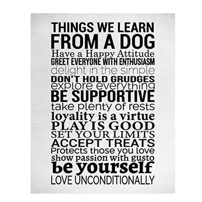"Things We Learn From a Dog"- Happy Life- Wall Art Sign- 8 x 10"