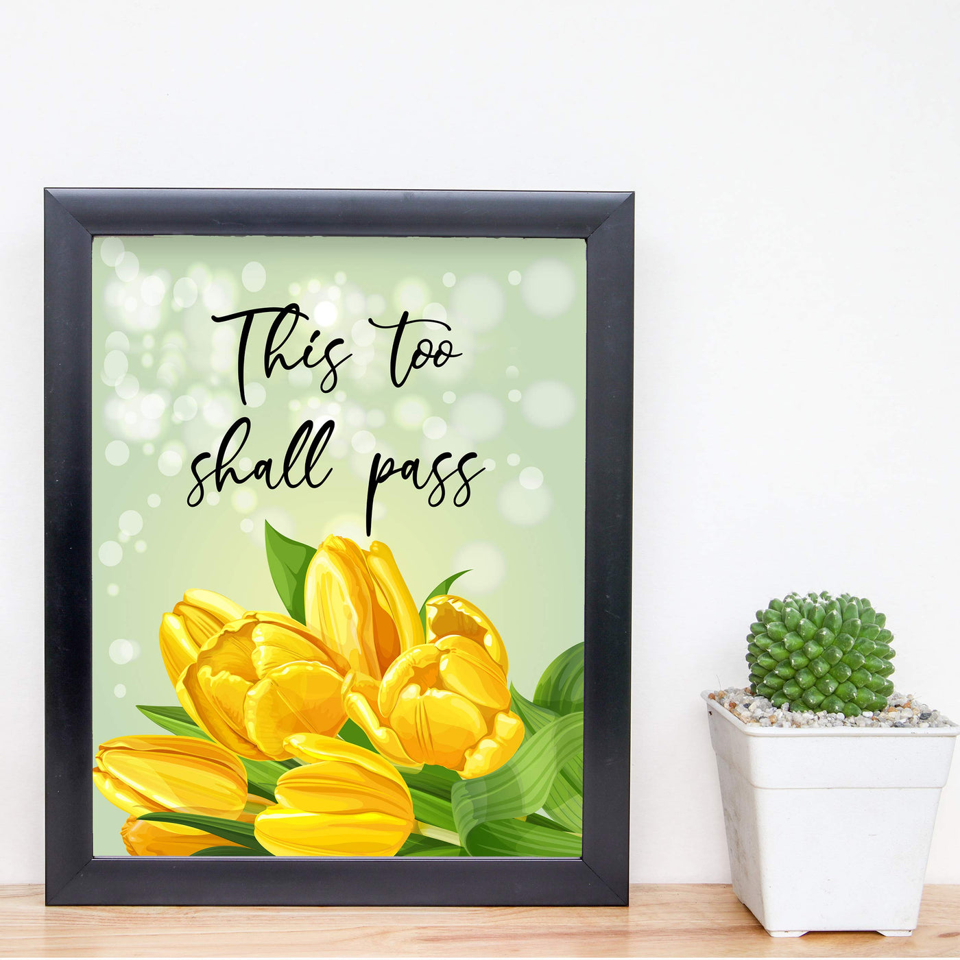 This Too Shall Pass Inspirational Quotes Wall Art -8 x 10" Floral Poster Print-Ready to Frame. Modern Typographic Design. Positive Home-Office-Church-Christian Decor. Great Motivational Gift!