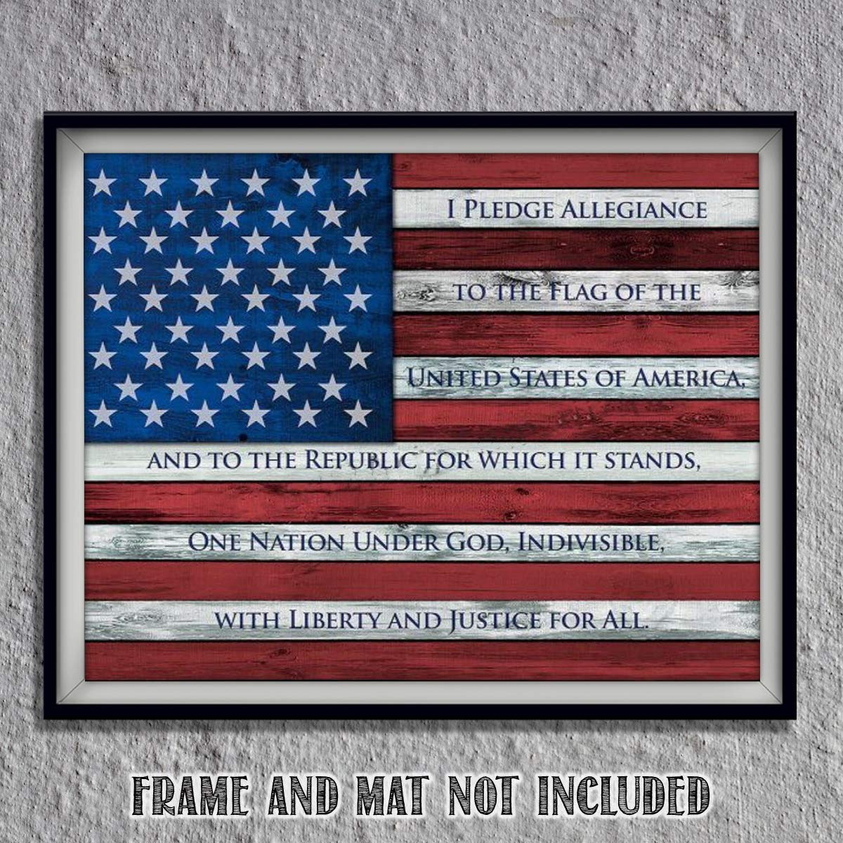 "The Pledge of Allegiance on USA Flag"-10 x 8"