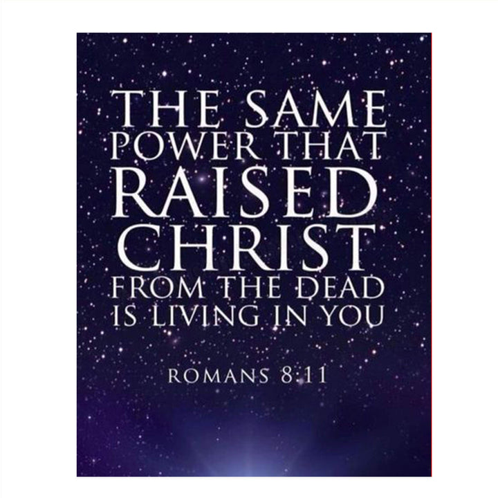 The Same Power is LIVING in You-Romans 8:11- Bible Verse Wall Art- 8x10"-Typographic Starry Night, Scripture Wall Print-Ready to Frame. Home-Office-Church D?cor. Bold Display- Great Christian Gift!