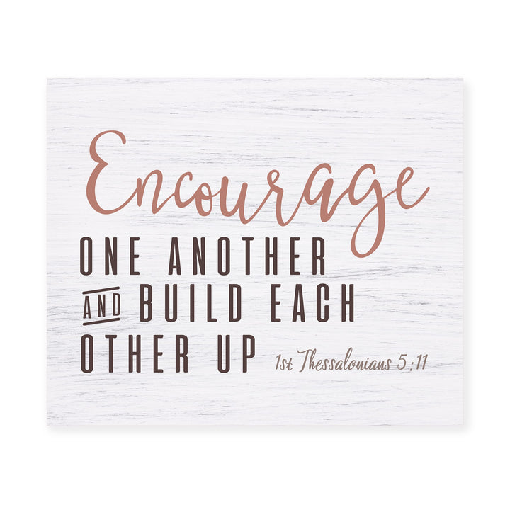 Encourage One Another &amp; Build Each Other Up -Bible Verse Wall Art -10 x 8" Rustic Christian Scripture Print-Ready to Frame. Home-Office-Church Decor. Thessalonians 5:11. Printed on Photo Paper.