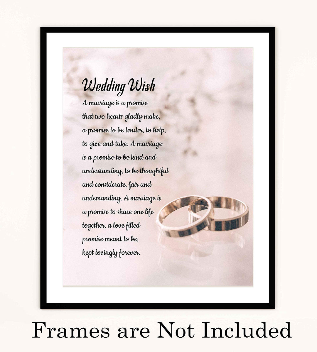 Wedding Wish-Love &amp; Marriage Poem-8 x 10" Inspirational Wall Art Print w/Ring Images-Ready to Frame. Sentimental Poetry for Home-Office-Boutique Decor. Great Engagement-Bridal Shower-Wedding Gift!