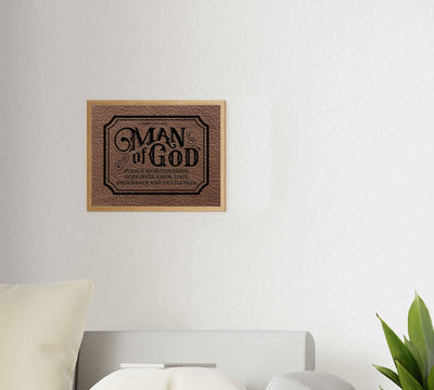 Man of God-Pursue Godliness-Faith-Gentleness- 1 Timothy 6:11 Bible Verse Wall Art-10 x 8"-Motivational Scripture Wall Print-Ready to Frame. Ideal Home-Office-Church-Man Cave D?cor. Perfect for Dad!