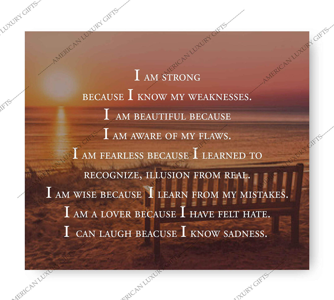 I Am Strong Because I Know My Weaknesses- Inspirational Quotes Wall Art- 10 x 8" Typographic Wall Sign-Ready to Frame. Modern Print for Home-Office-Classroom Decor. Great Motivational Gift for All!