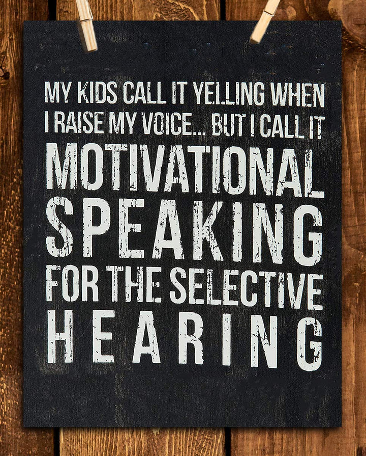 Yelling At Kids-Motivation Family Sign- Funny Wall Art- 8 x 10" Print Wall Decor-Ready to Frame. Distressed Sign Replica Print for Home. Great Parenting Sign- Fun Gift for ALL!