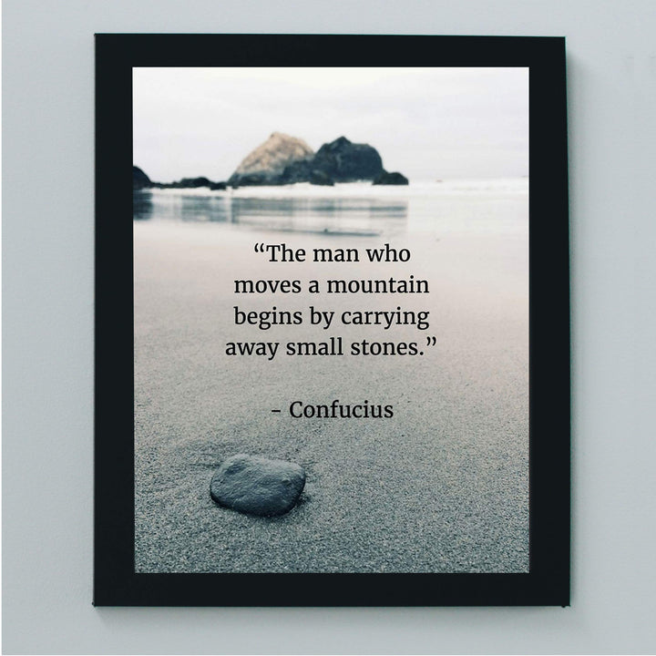 Confucius Quotes Art-"Move a Mountain"-8 x 10" Inspirational Wall Art-Ready to Frame. Motivational Wall Decor Ideal For Home-Office-Study. Makes a Perfect Gift of Encouragement for Friends &amp; Graduates