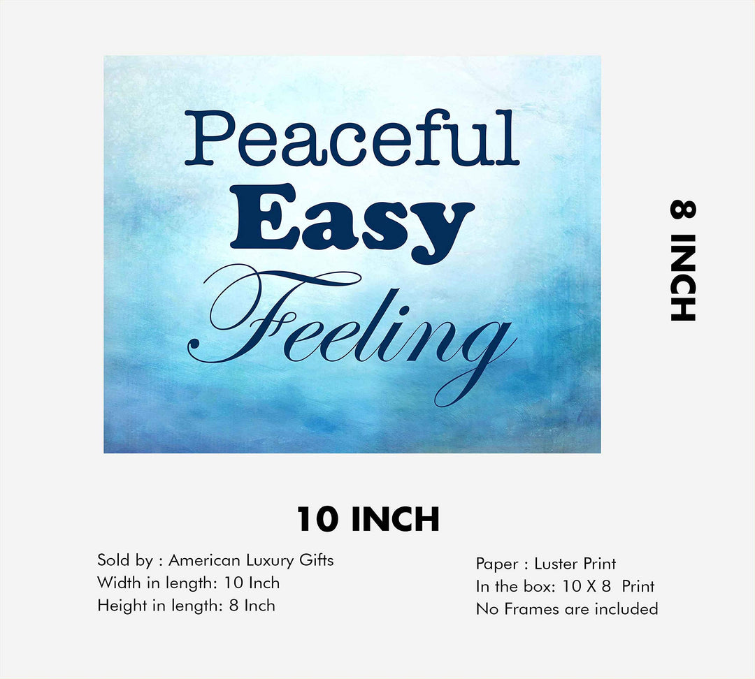 The Eagles-"Peaceful Easy Feeling"-Song Lyrics Art Print -10 x 8" Wall Print-Ready To Frame. Typographic Music Poster Print For Home-Studio-Bar-Cave Decor. Perfect Gift for All Rock Music Fans!