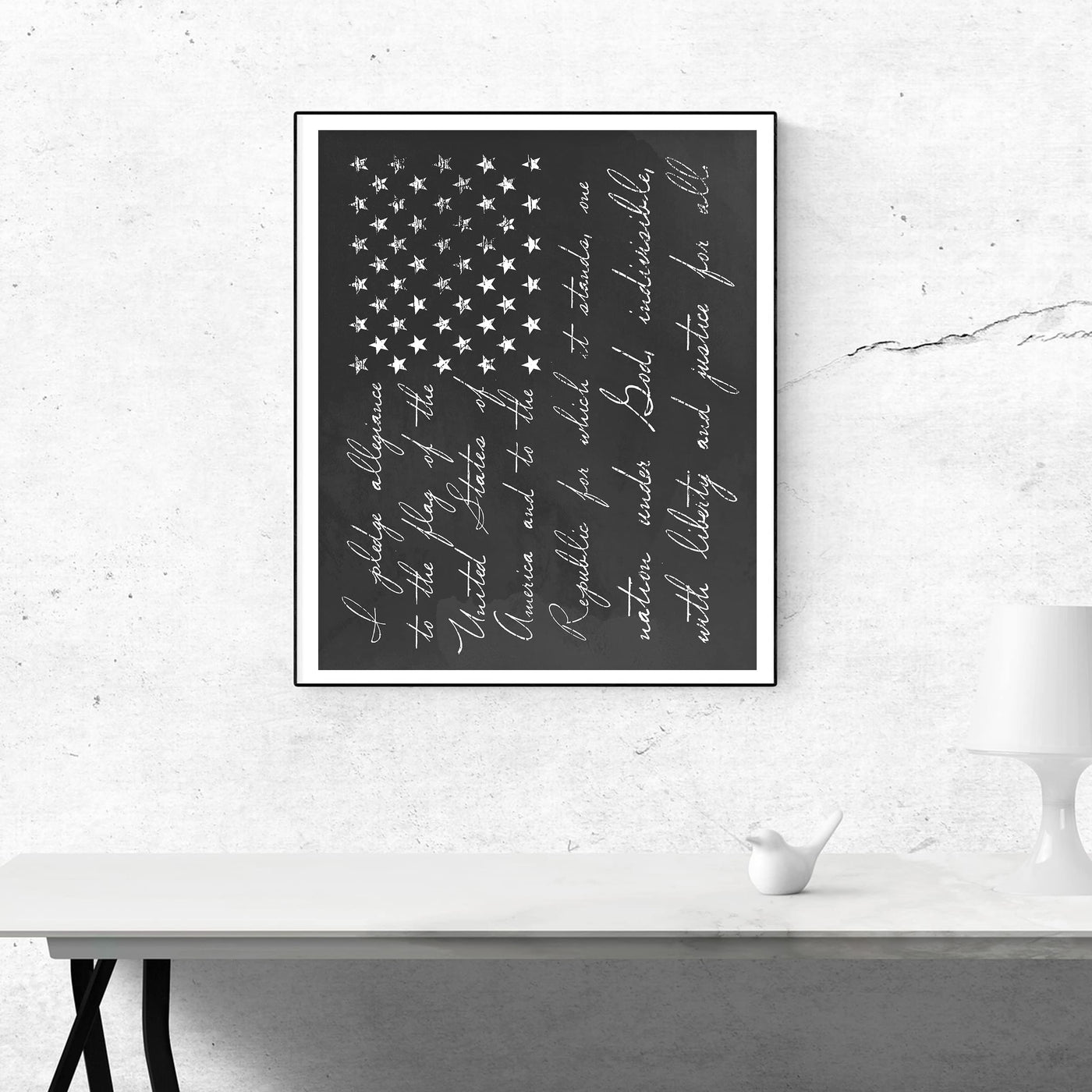 I Pledge Allegiance to the Flag Patriotic Wall Art Decor -11 x 14" Rustic American Flag Print -Ready to Frame. Inspirational Home-Office-School-Man Cave-Military Decor. Display Your Patriotism!