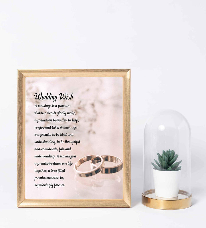 Wedding Wish-Love &amp; Marriage Poem-8 x 10" Inspirational Wall Art Print w/Ring Images-Ready to Frame. Sentimental Poetry for Home-Office-Boutique Decor. Great Engagement-Bridal Shower-Wedding Gift!
