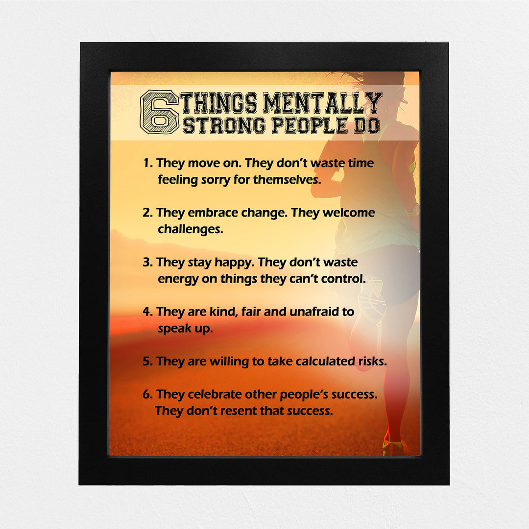 6 Things Mentally Strong People Do-8 x 10" Motivational Wall Decor Art. Typographic Sunset Photo Print -Ready to Frame. Inspirational Home-Office-Classroom-Gym Decor. Great Gift for Motivation!